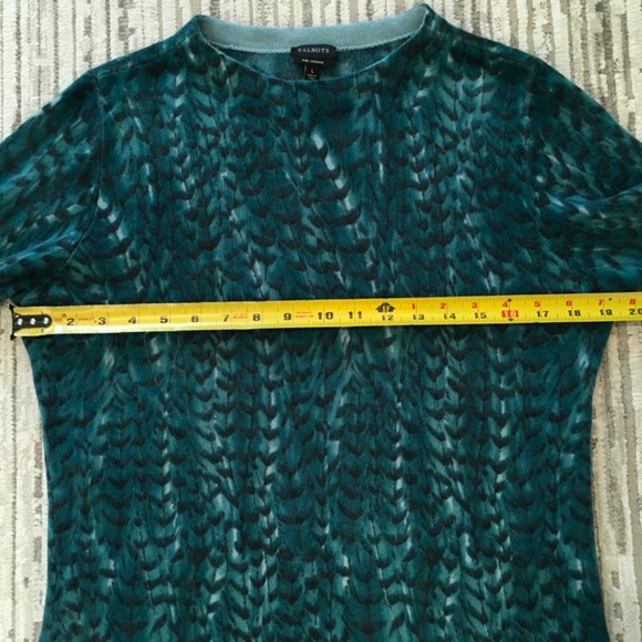 Talbots Cashmere Teal Feather Sweater Size L - Picture 3 of 8